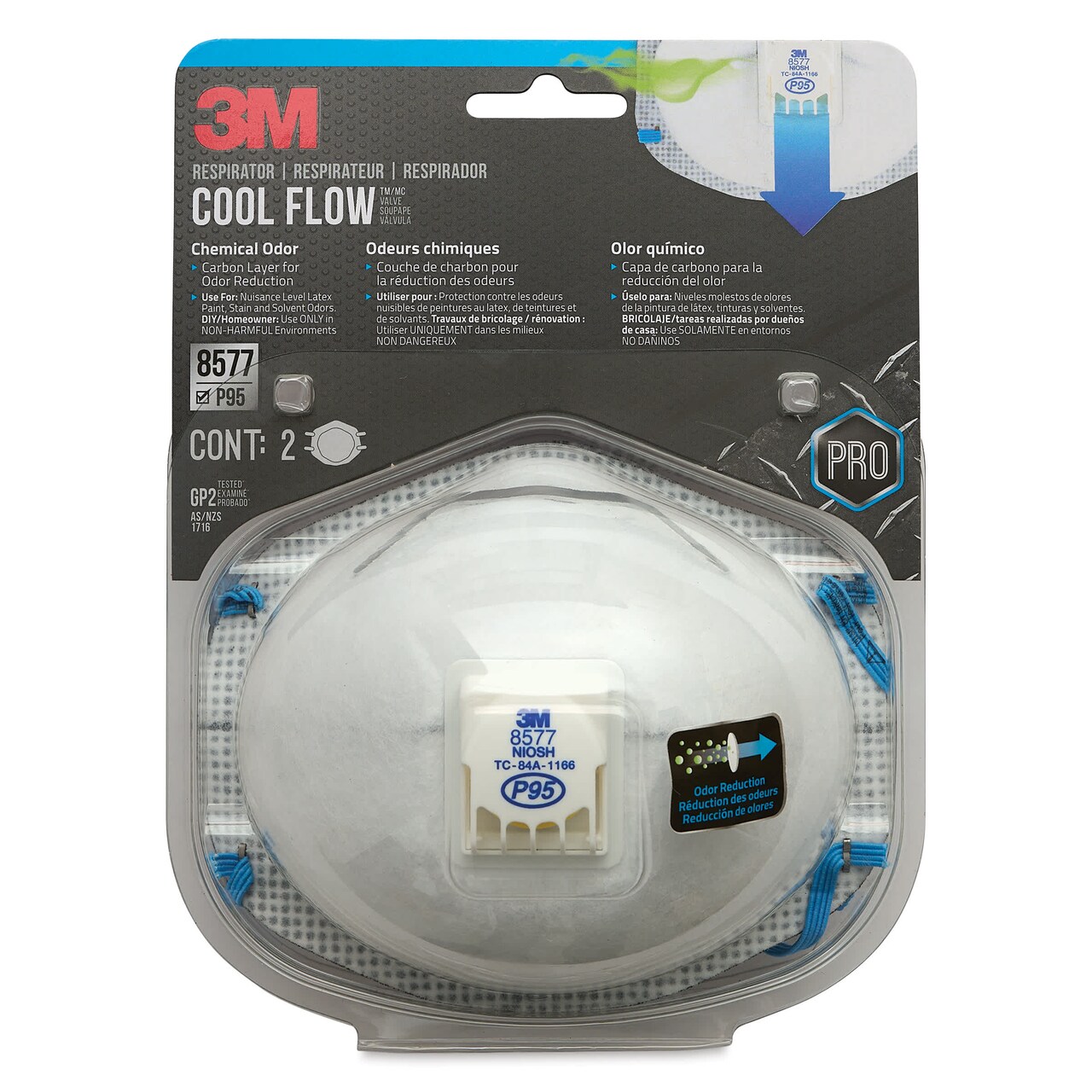 3M P95 Cool Flow Chemical Valve Particulate Respirator - Pkg of 2